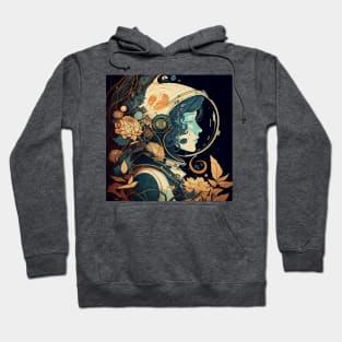 Female Astronaut Vintage Art Nouveau Alphonse Mucha Style Hoodie